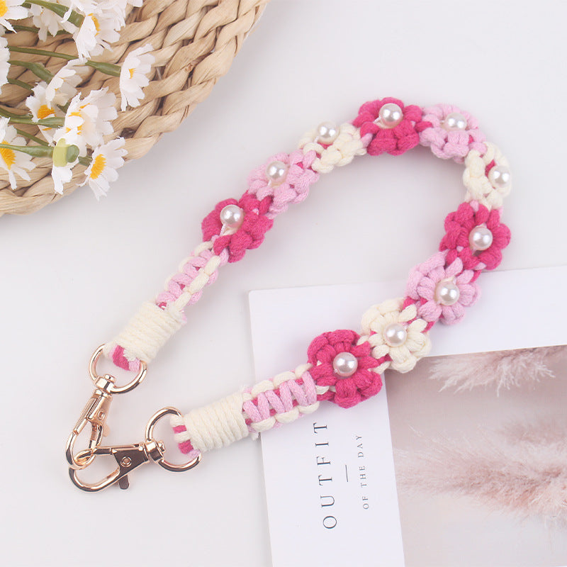 Wholesale Creative hand-woven daisy pearl water cup cup sleeve cup rope